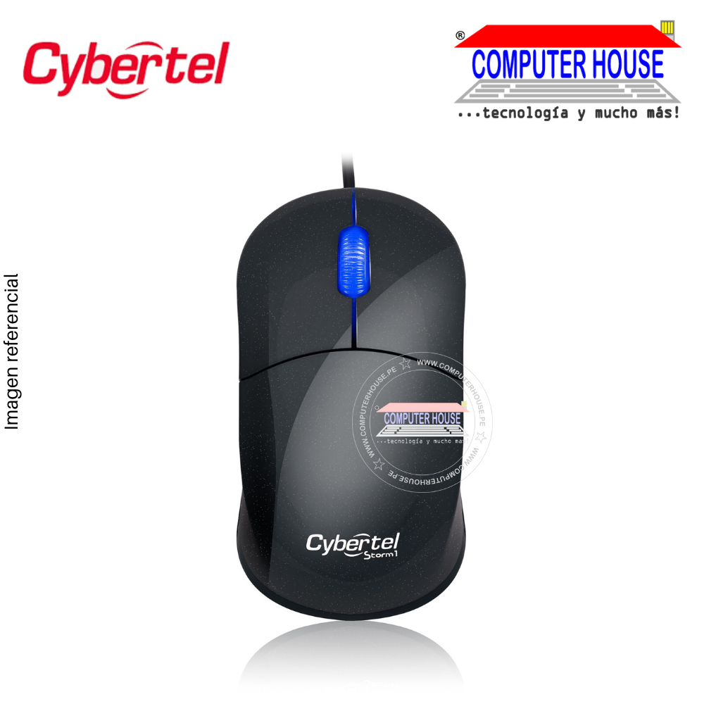 CYBERTEL Mouse alámbrico STORM 1 M104 LED Azul/Rojo conexión USB.