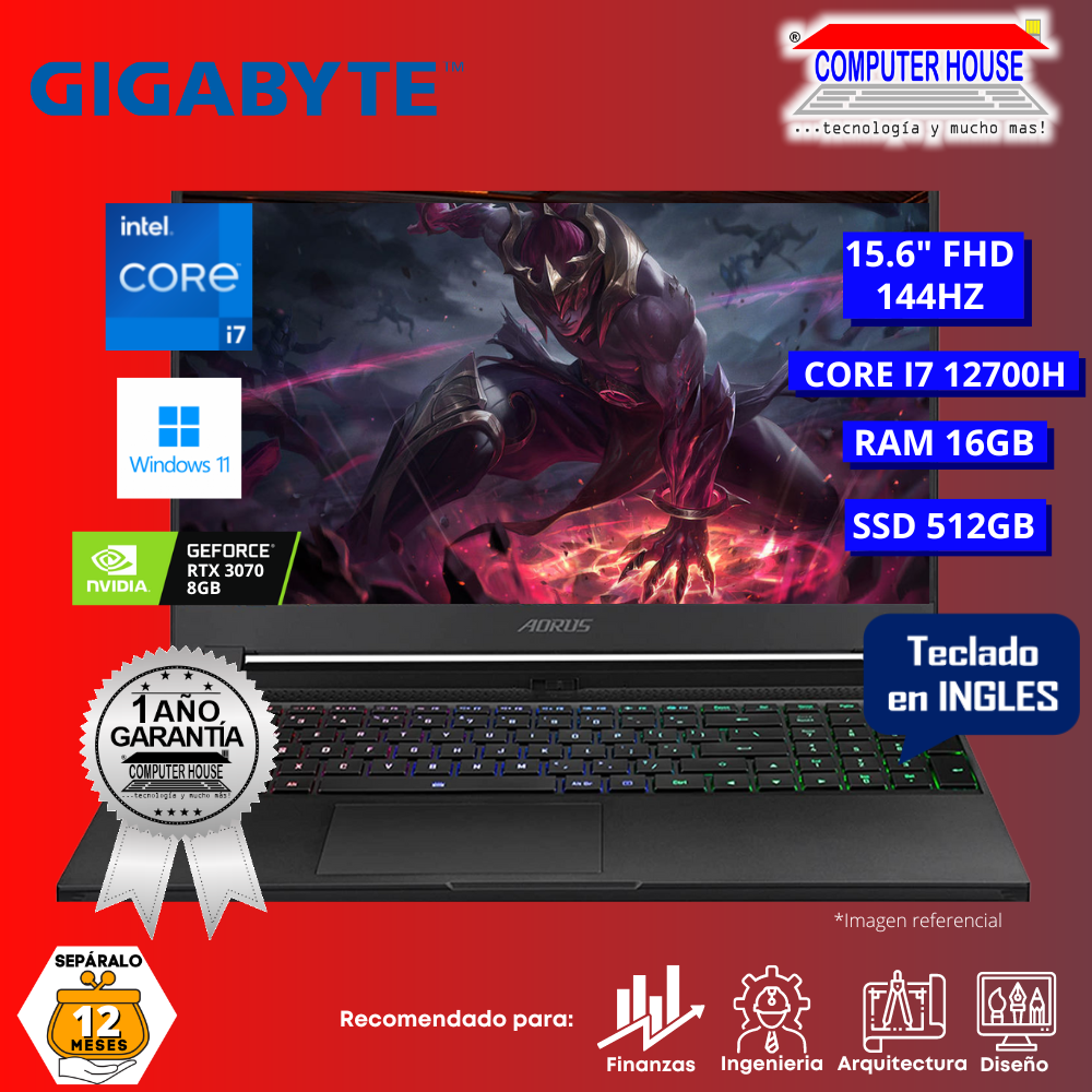 Laptop GIGABYTE AORUS 5 SE4-73US213SH, Core I7-12700H, RAM 16GB, SSD 512GB, 15.6
