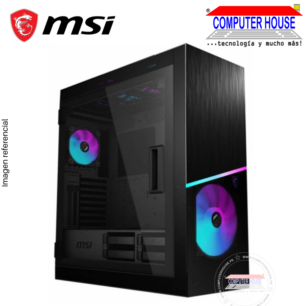 Case MSI MPG SEKIRA 500X, Black, SIN FUENTE, lateral trasparente, RGB. (MS7839PC)