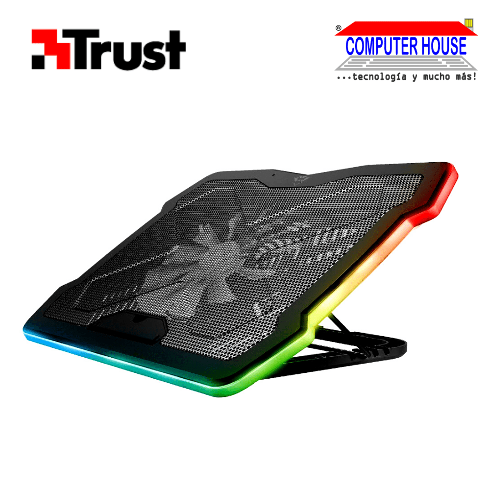 Cooler para laptop TRUST GXT 1126 Aura, LED multicolor, hasta 17.3