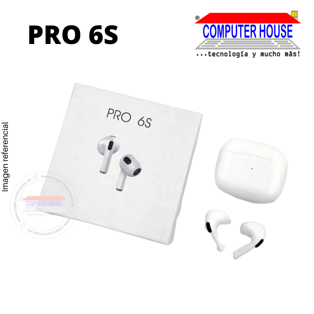 Pro 6S Bluetooth Wireless Headset, White.