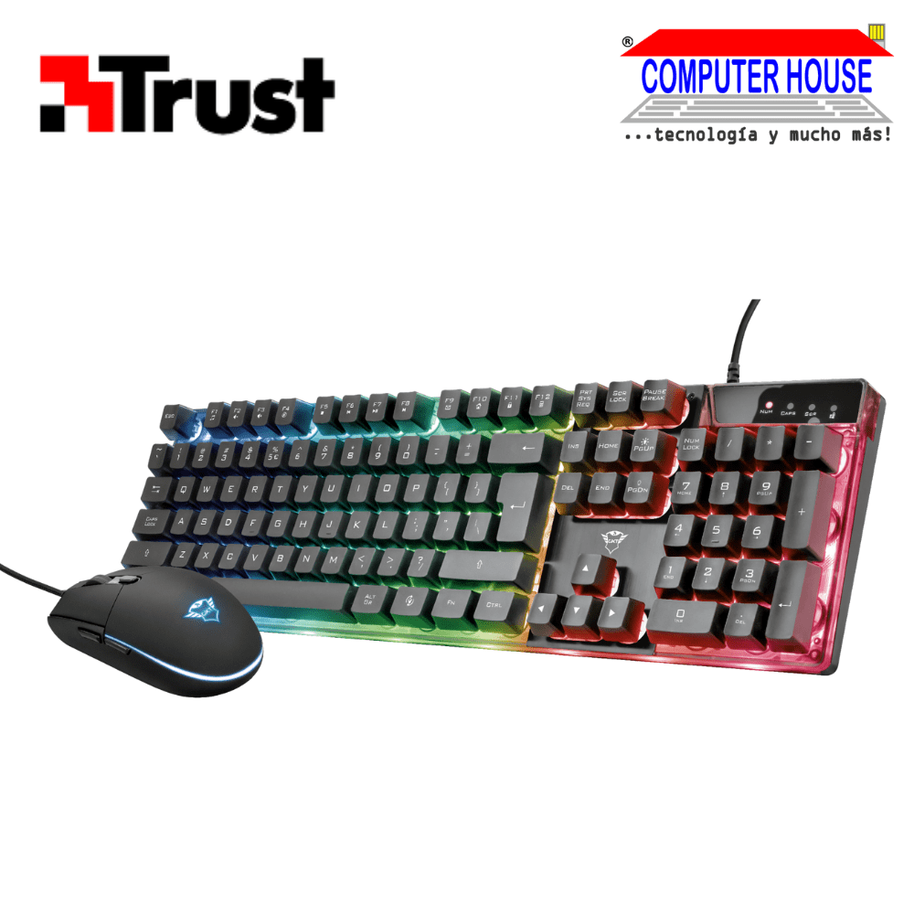 TRUST Kit gamer AZOR GXT838 teclado mouse LED RGB conexión USB.