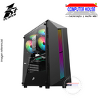 Case Midtower 1St Player RB-5, Black, SIN FUENTE, lateral trasparente, RGB.