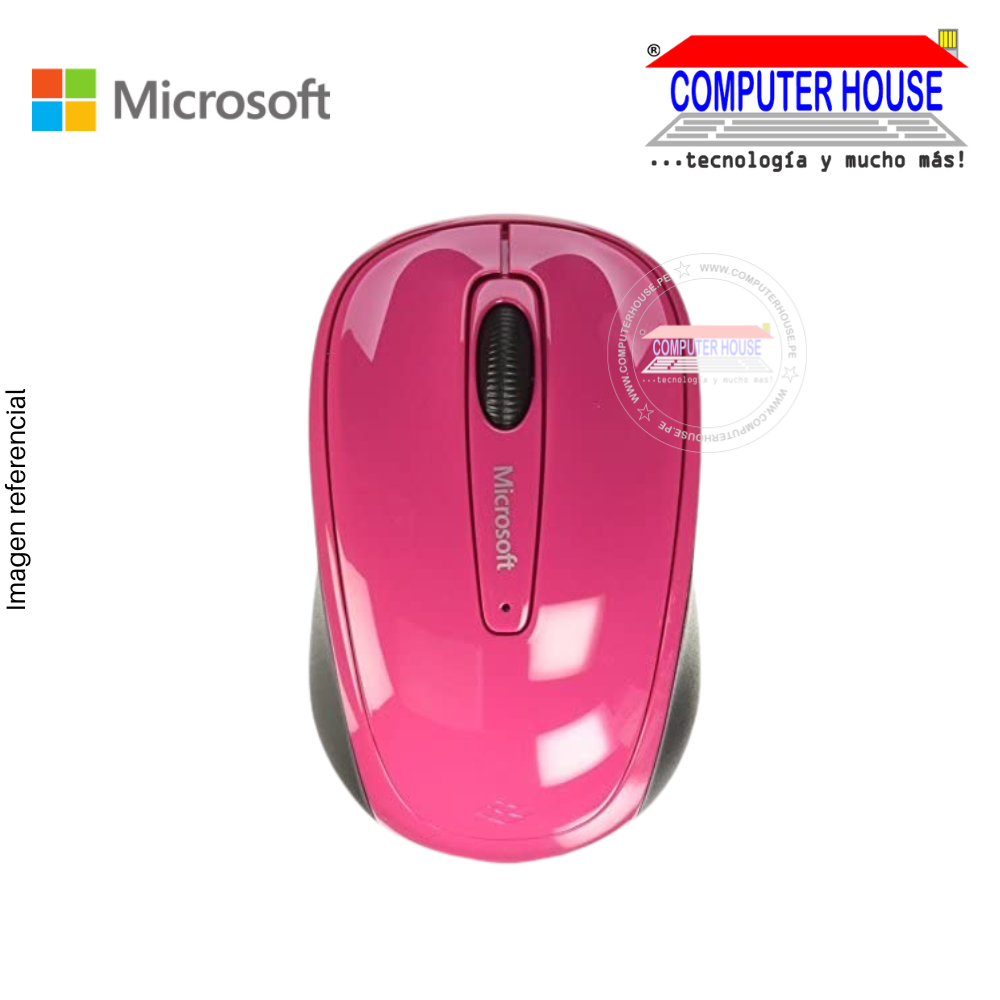 MICROSOFT WRLS MOB 3500 Wireless Mouse, Pink, USB Receiver.