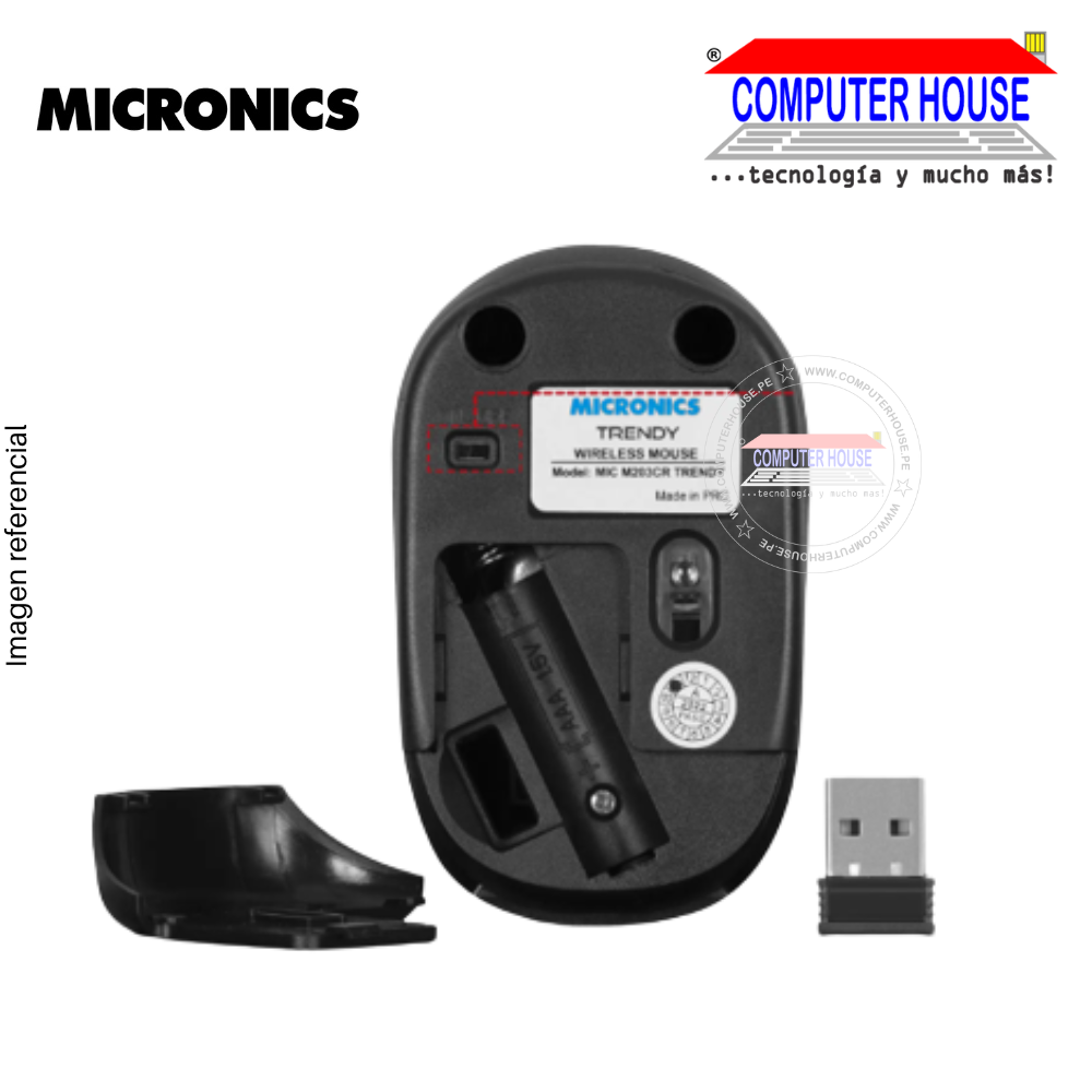 MICRONICS Mouse inalámbrico TRENDY MIC M203 conexión USB.
