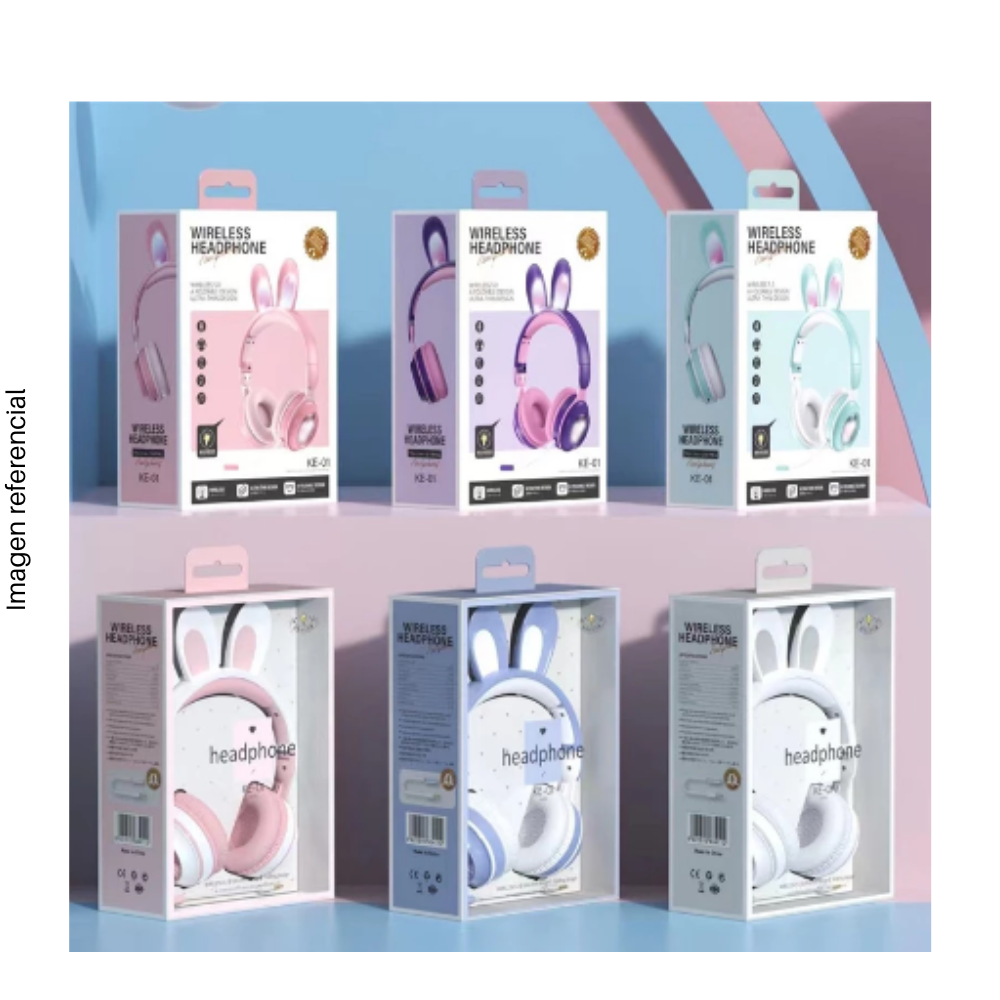 Audífono Inalámbrico Bluetooth KE-01, diseño orejas de Conejo.