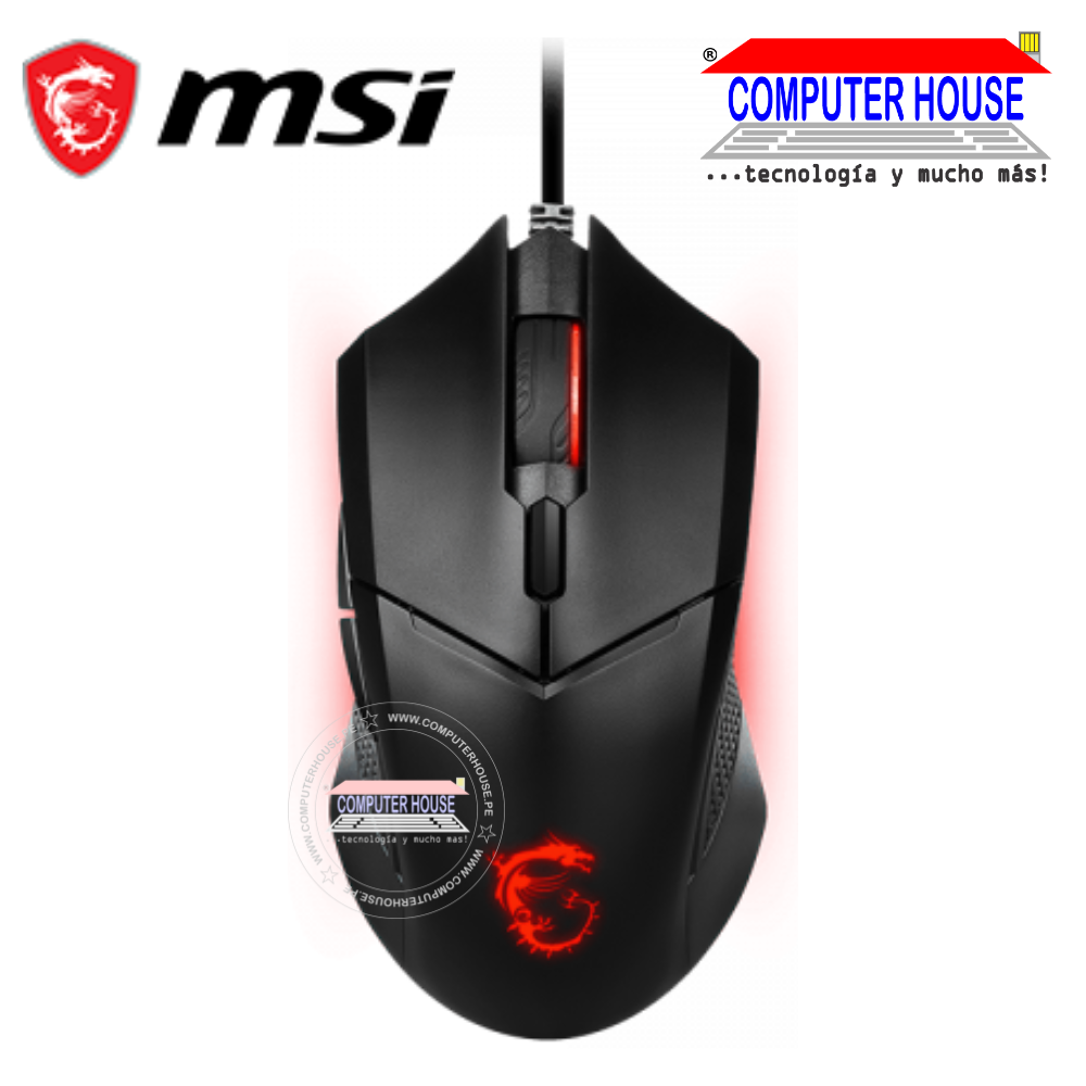 MSI Mouse alambrico Gaming CLUTCH GM08 conexión USB.