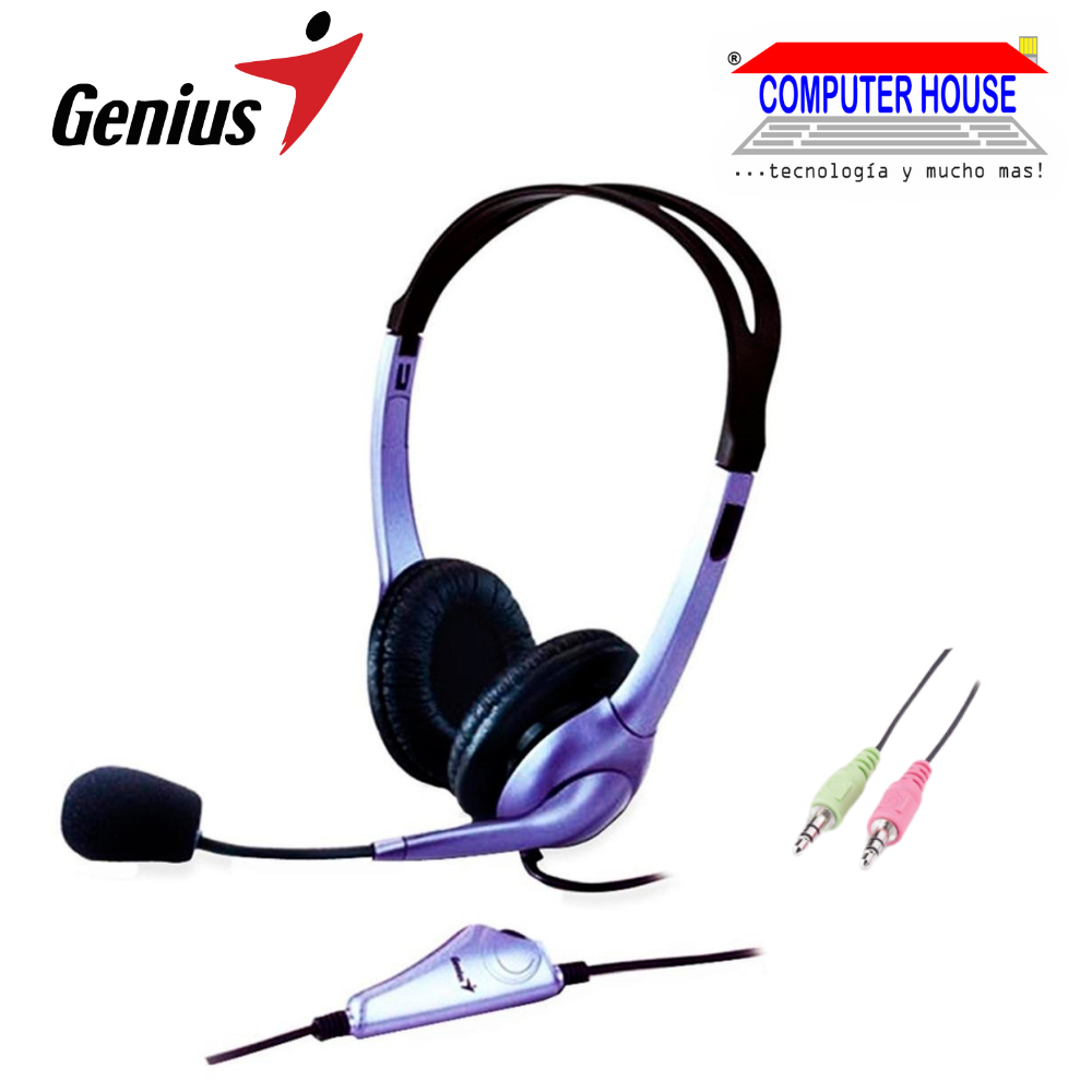 GENIUS HS-04S Noise Canceling Blue wired hearing aid + built-in microphone 2 plug audio and microphone connection (31710025100) 