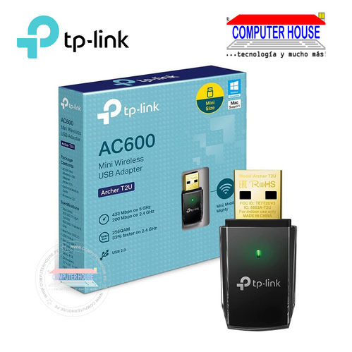 Adaptador WiFi USB TP-LINK Archer T2U USB AC600 Doble Banda 2.4GHz y 5GHz