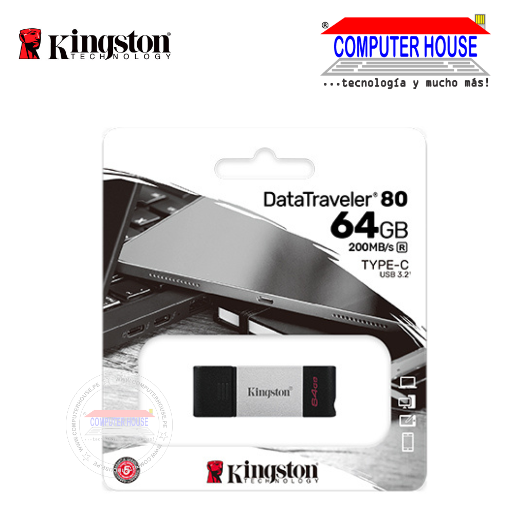 Memoria USB KINGSTON 64GB, DataTraveler 80, USB-C 3.2 Gen1, (DT80/64GB)