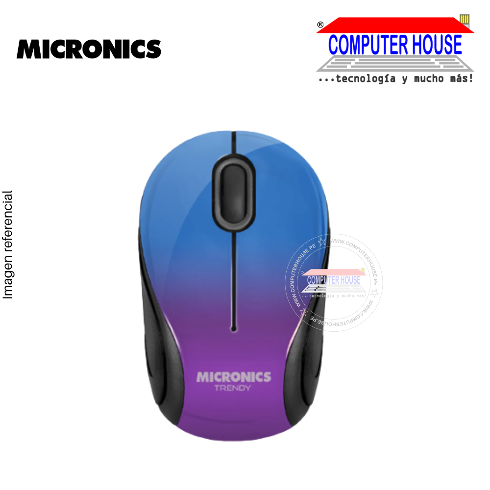 Mouse Inalámbrico MICRONICS Trendy MIC-M203, Receptor USB.