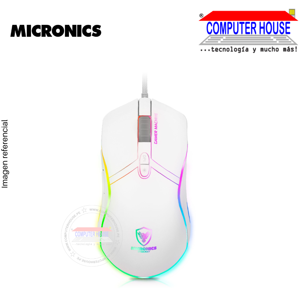 MICRONICS Mouse alámbrico Gamer STINGRAY GM813 conexión USB.