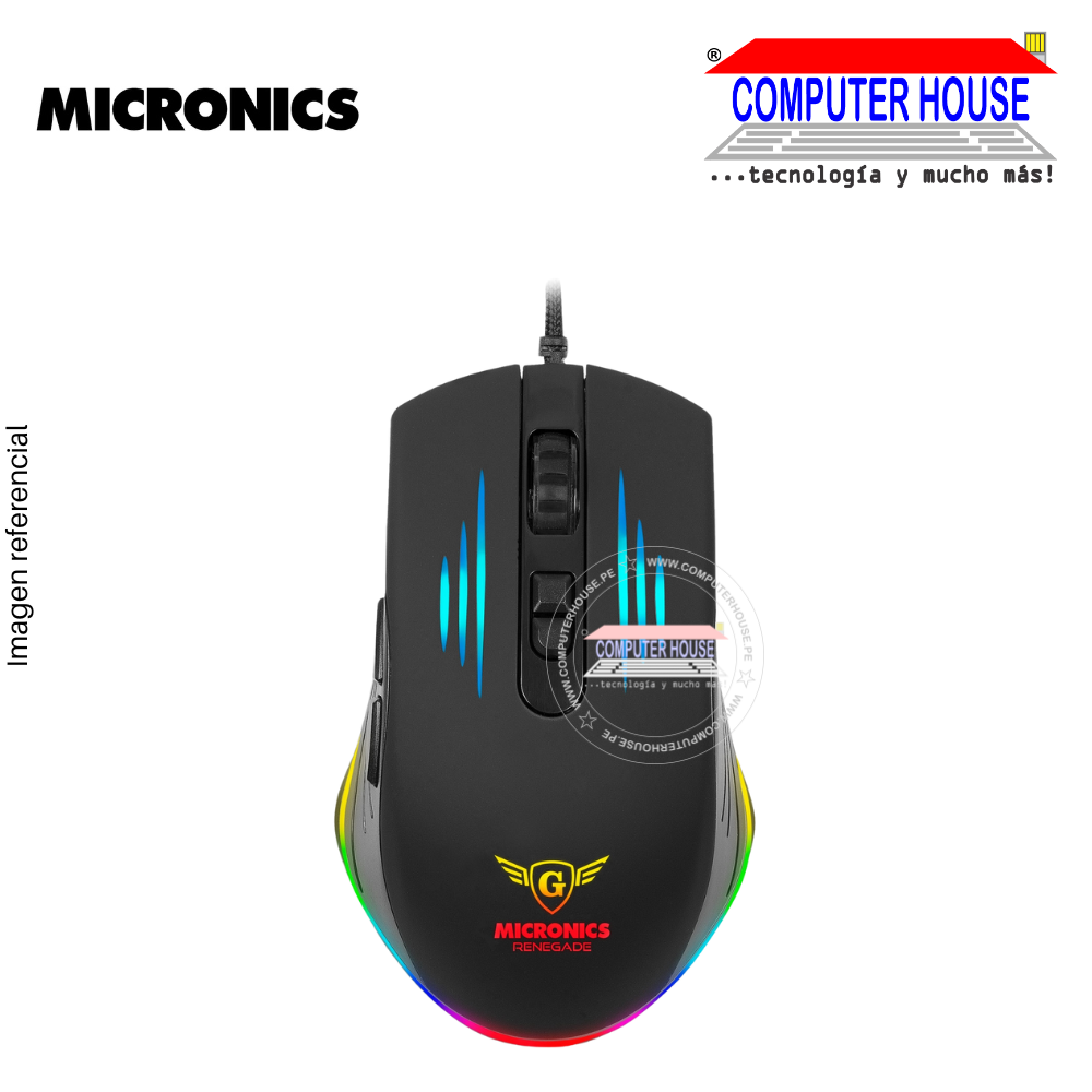 MICRONICS Mouse alámbrico Gamer MIC GM801 Renegade conexión USB.