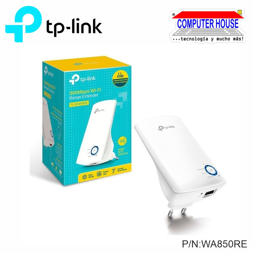 Extensor de Rango Wi-Fi TP-LINK TL-WA850RE 300Mbps, 2.4GHz, Repetidor/Access Point.