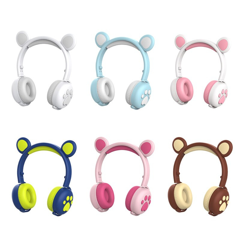 BK5 Wireless Bluetooth Headphones, Bear Design, RGB.