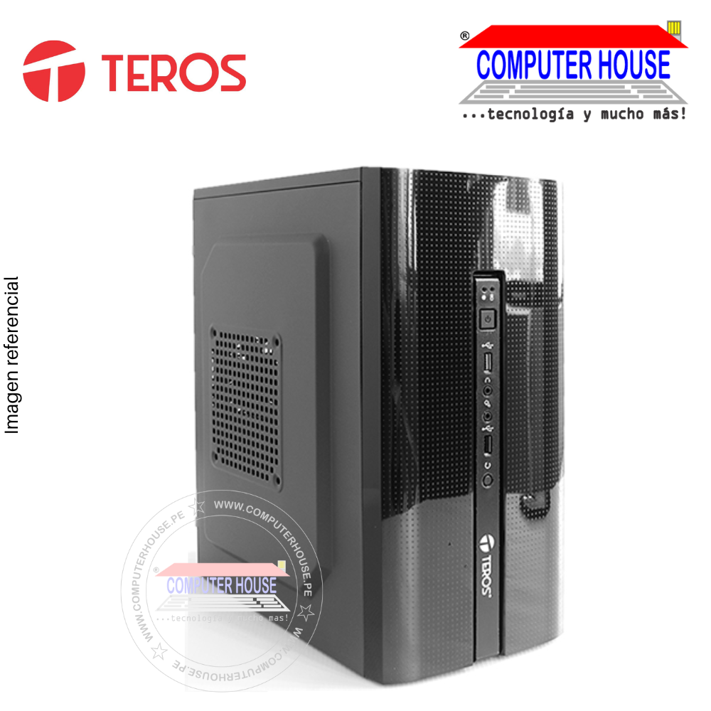 Case Teros TE1026, Micro Tower, Black, Con fuente 600W.
