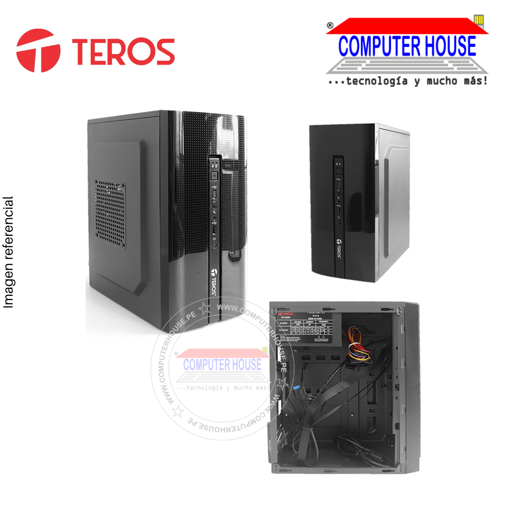 Case Teros TE1026, Micro Tower, Black, Con fuente 600W.