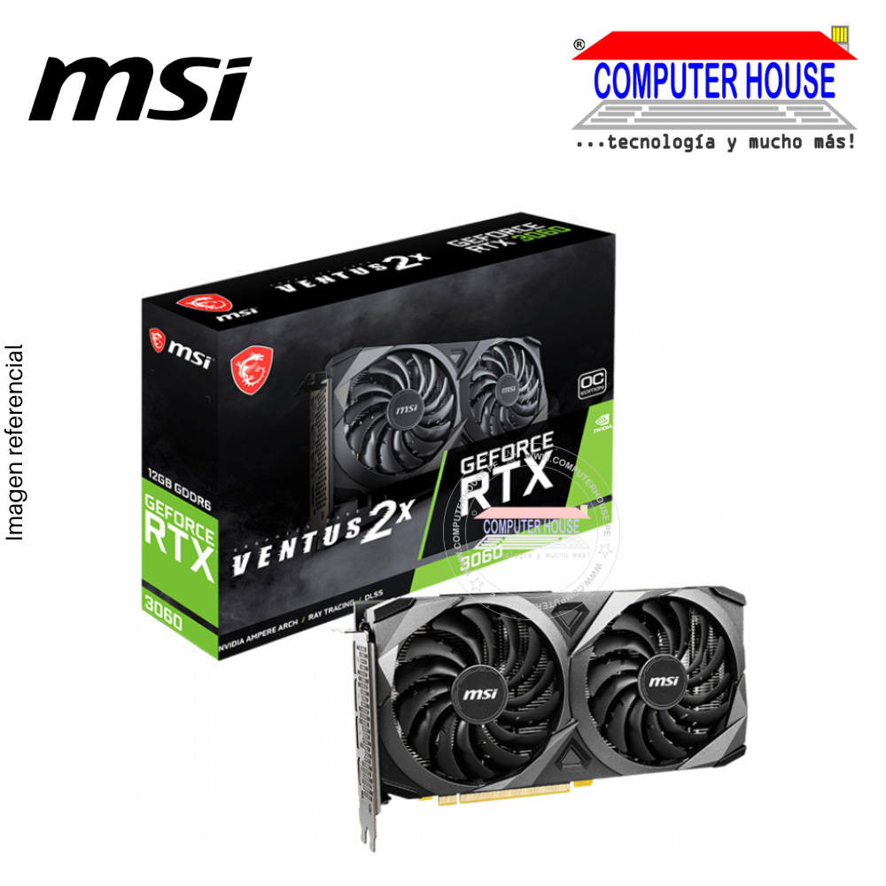 MSI RTX3060 12GB Video Card, GDDR6, Ventus 2X OC, Nvidia GeForce, 3xDisplayPort/1xHDMI, 192-Bits.
