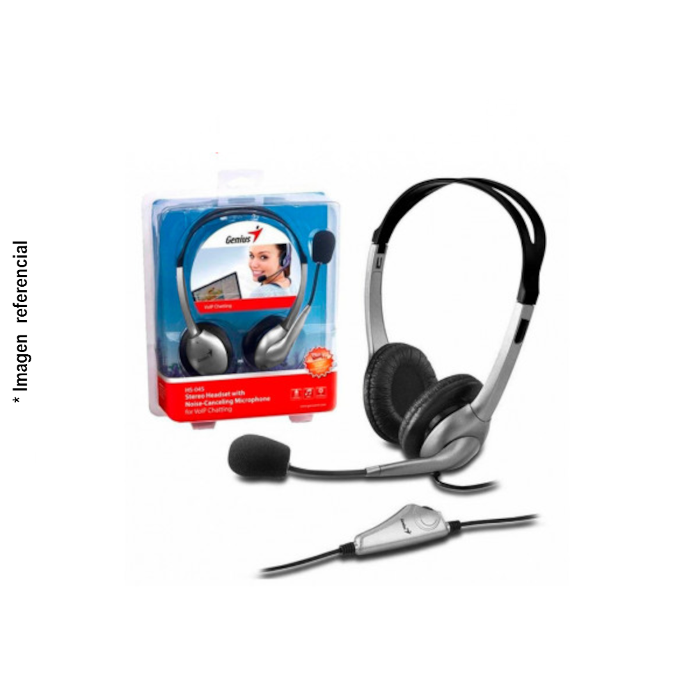 GENIUS HS-04S Wired Headphone W/Mic for Laptop Noise Canceling Blue (31710156101)