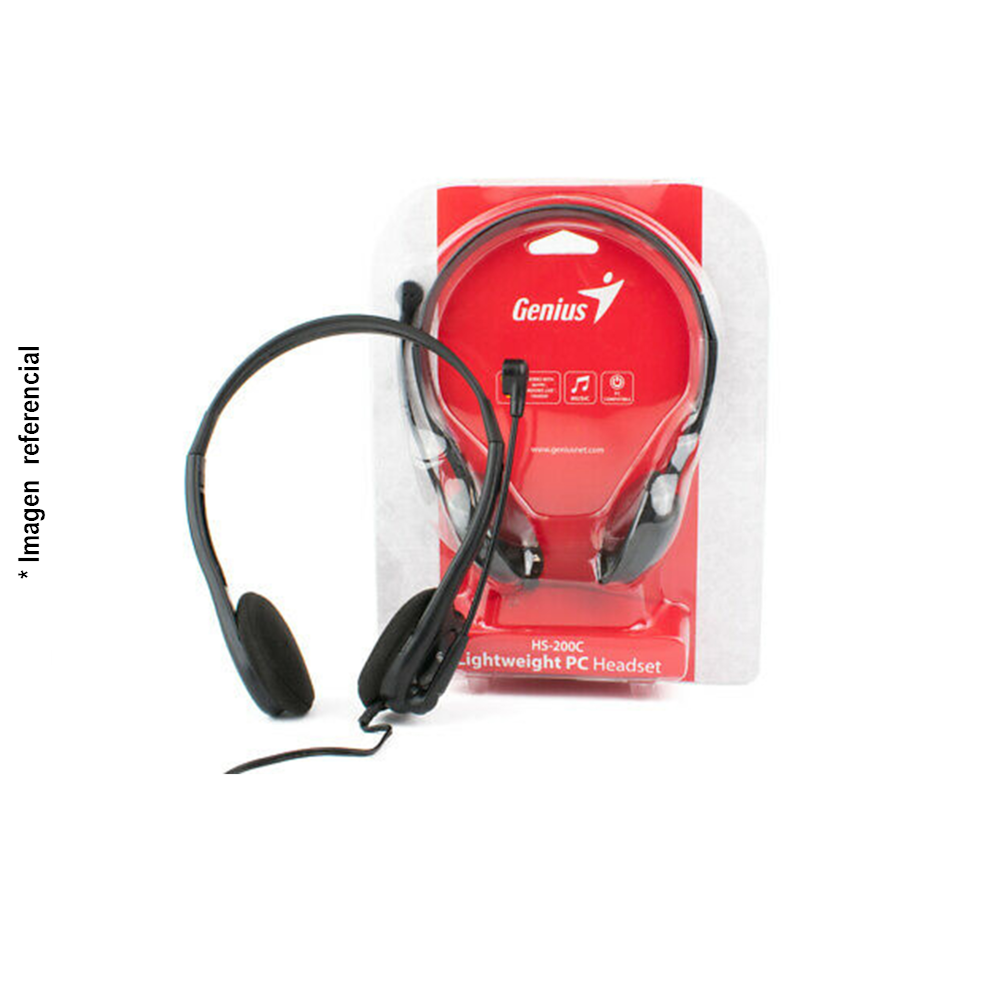 GENIUS HS-200C Wired Headphone W/Microphone Black (31710151100) 