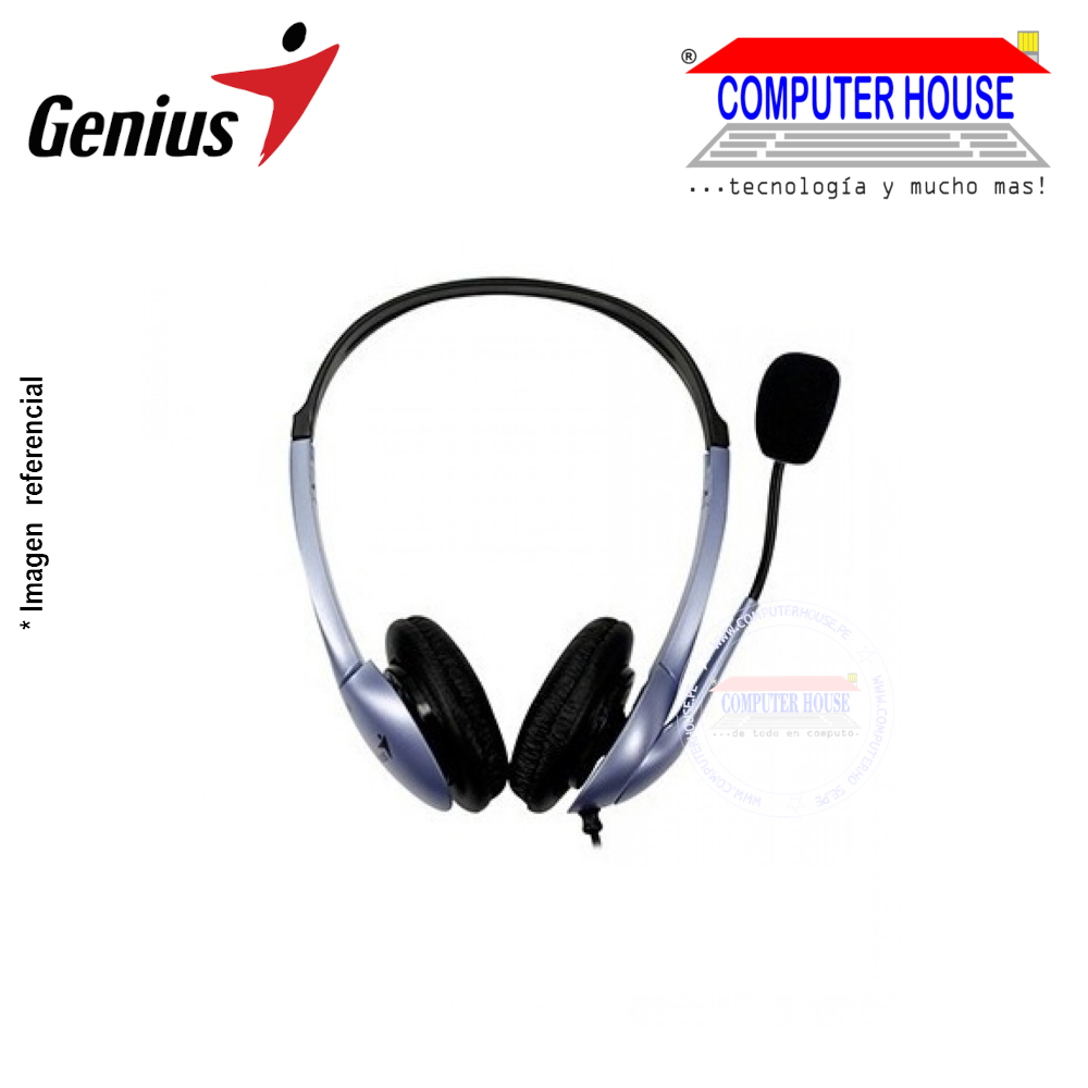 GENIUS HS-04S Wired Headphone W/Mic for Laptop Noise Canceling Blue (31710156101)