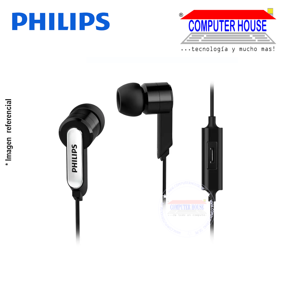 PHILIPS audífonos alámbricos SHE1405BK Intrauditivos con micrófono conexión plug 3.5mm.