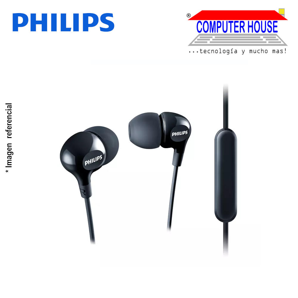 PHILIPS audífonos alámbricos SHE3555BK Intrauditivos con micrófono conexión plug 3.5mm.