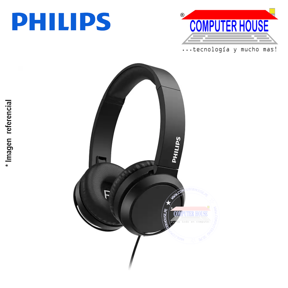 PHILIPS audífonos alámbricos TAH4105BK Extra Bass plegable black con micrófono conexión plug 3.5mm.