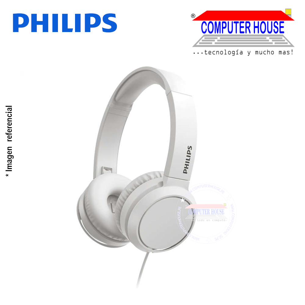 PHILIPS audífonos alámbricos TAH4105WT Extra Bass plegable white con micrófono conexión plug 3.5mm.