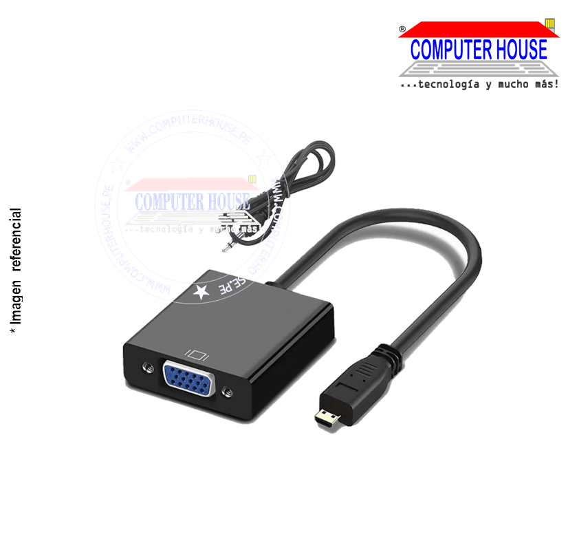 Adaptador Micro HDMI a VGA + cable audio