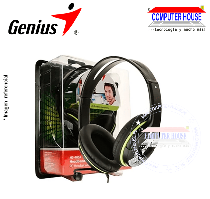 GENIUS HS-400A Street Style wired headphones with microphone, 1 audio jack output + 1 microphone jack 