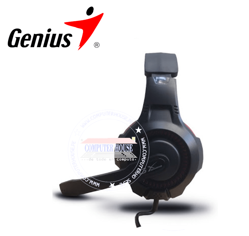 GENIUS HS-G600V Gamer Vibration Black wired headset + built-in microphone USB connection + 2 audio/microphone plugs, includes 2 to 1 audio adapter. 