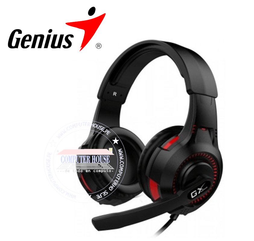 GENIUS HS-G600V Gamer Vibration Black wired headset + built-in microphone USB connection + 2 audio/microphone plugs, includes 2 to 1 audio adapter. 