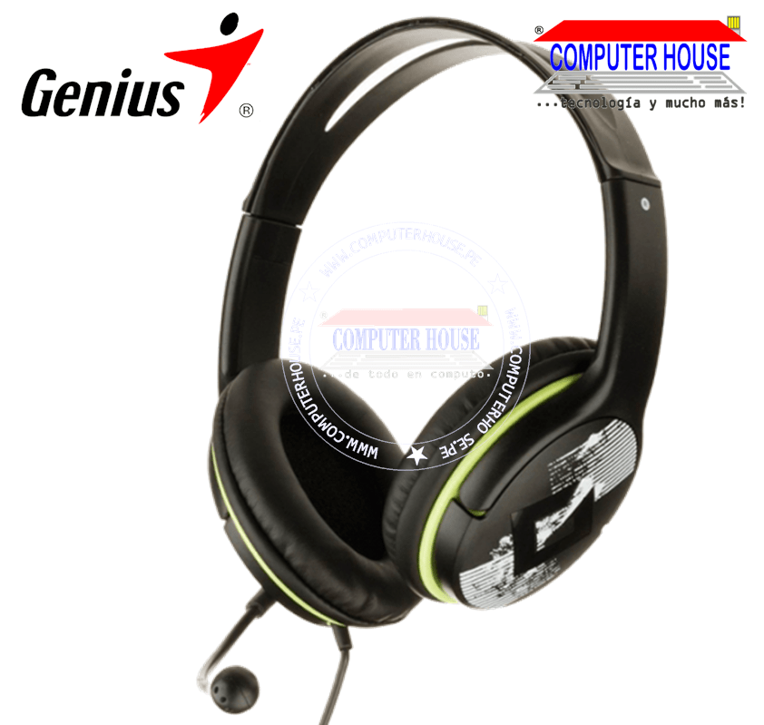 GENIUS HS-400A Street Style wired headphones with microphone, 1 audio jack output + 1 microphone jack 