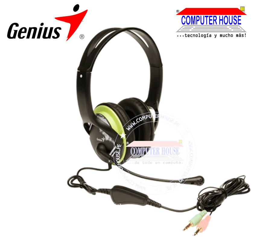 GENIUS HS-400A Street Style wired headphones with microphone, 1 audio jack output + 1 microphone jack 
