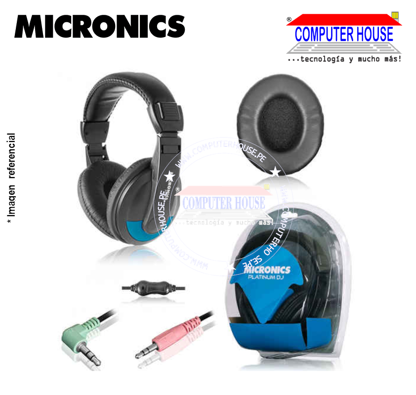 Audífono para PC MICRONICS Platinum DJ MIC H701 + micrófono incorporado