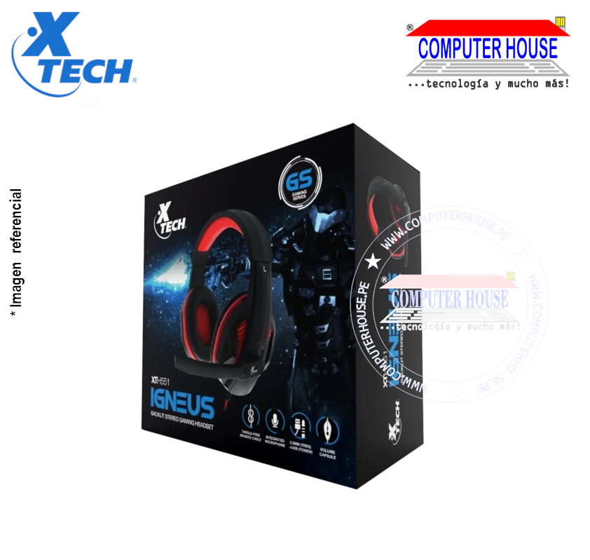 Audífono alámbrico XTECH Igneus | estéreo iluminados XTH-551