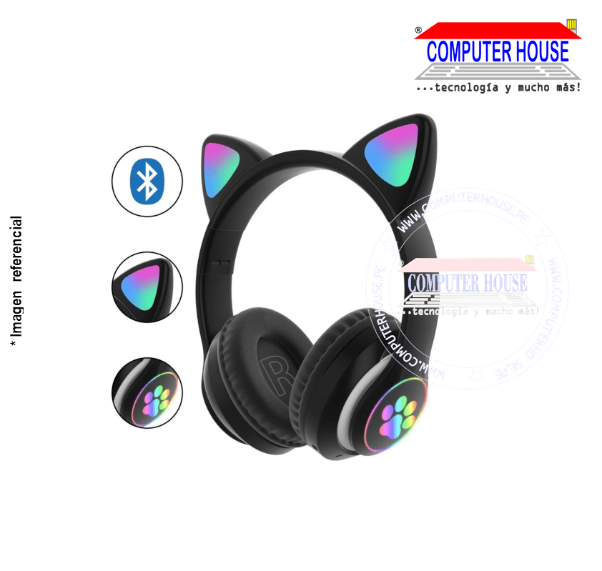 Audífonos BLUETOOTH STN-28A tipo orejas de Gato, LED, COLORES