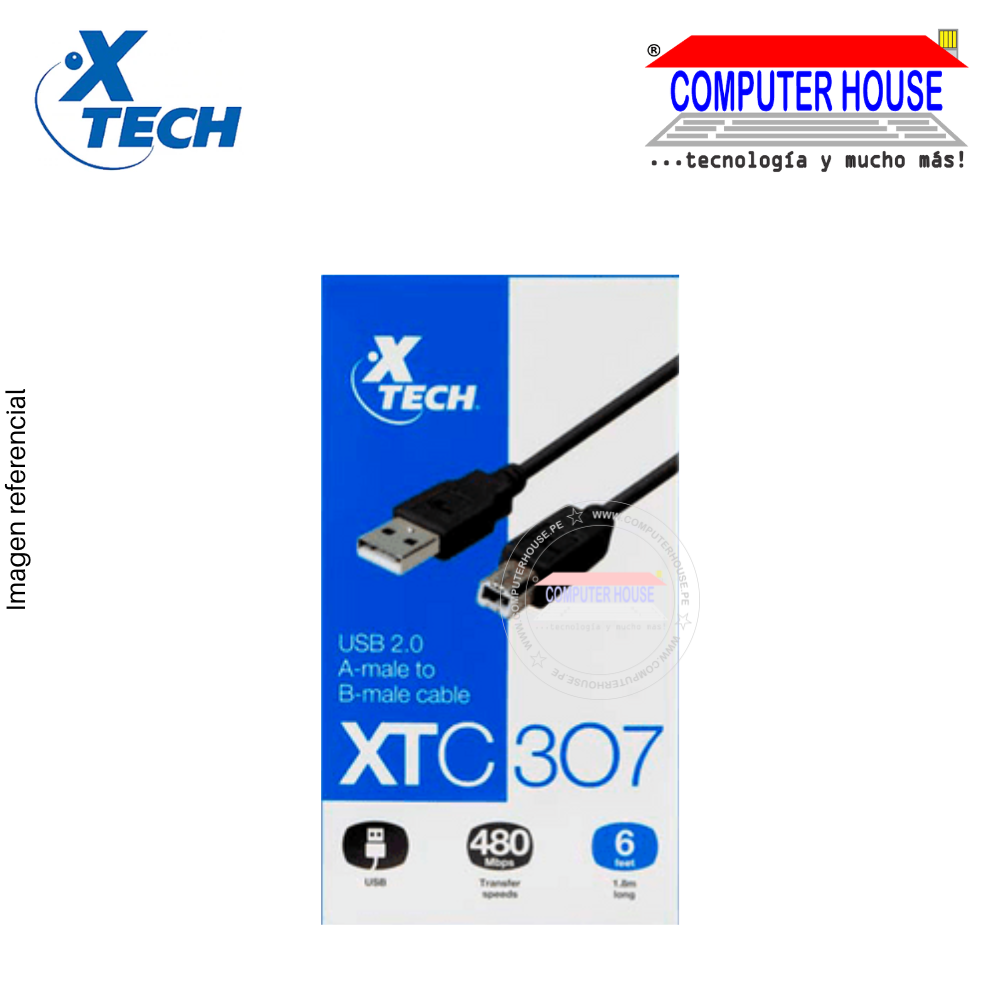 Cable XTECH XTC307 USB 2.0 A-macho a B-macho, cable de datos para impresora.