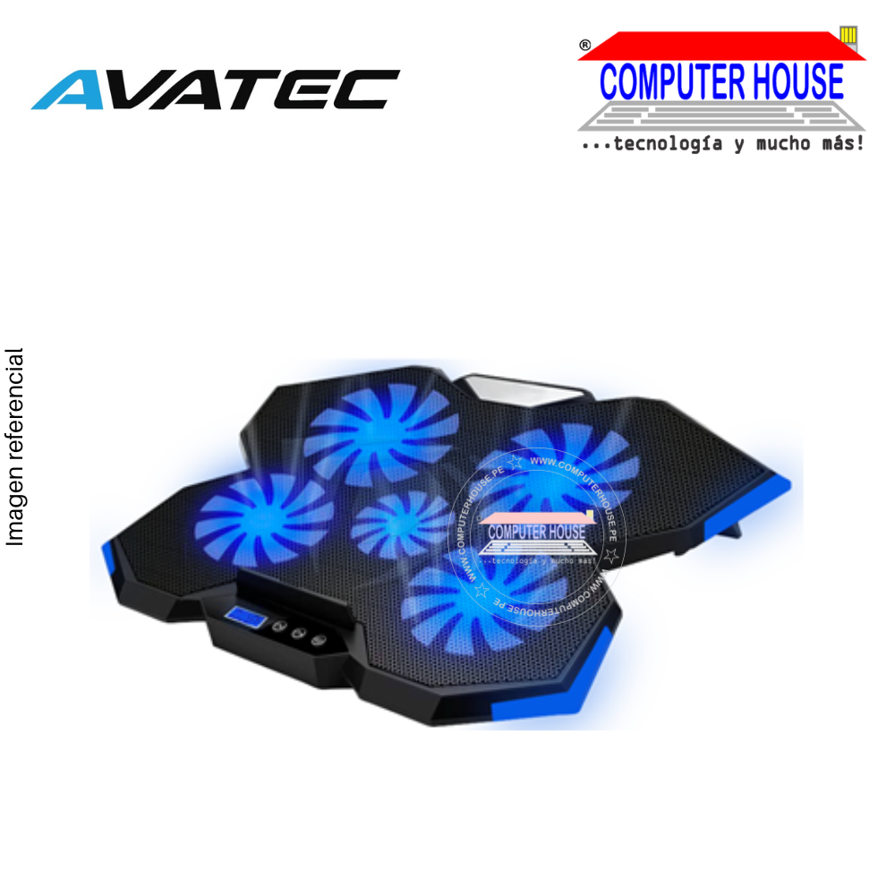 Cooler para Laptop AVATEC CCL-2072B  5 cooler - 5 niveles de inclinación hasta 15.6