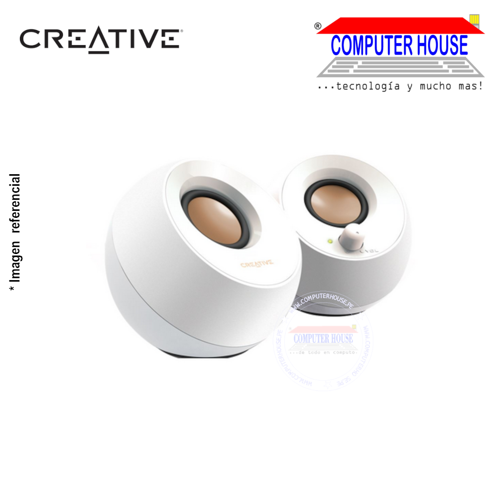 Speakers CREATIVE Pebble 2.0 Speakers 4.4W 2.0 3.5MM USB-Power White (51MF1680AA001) 