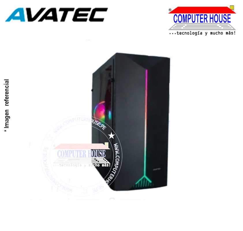 Case AVATEC 3243B con fuente real 350W, RGB lateral transparente