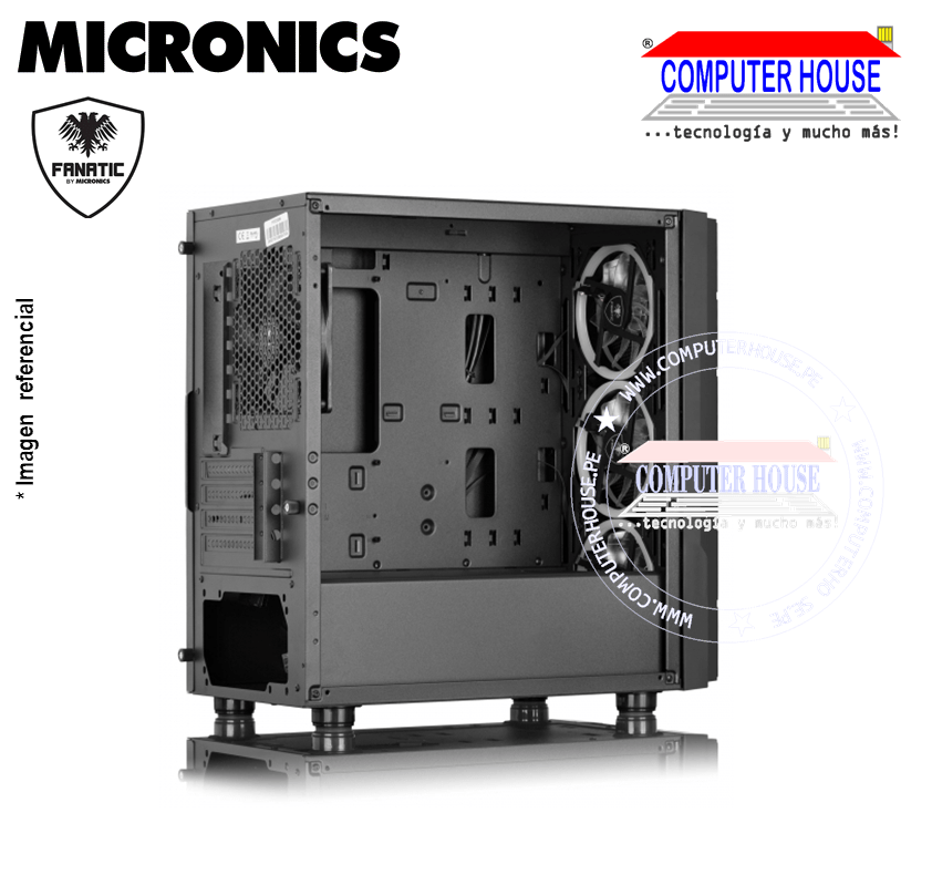 Case MICRONICS FNTC8006 Geometric Fanatic, Black, WITHOUT SOURCE, transparent side, RGB.
