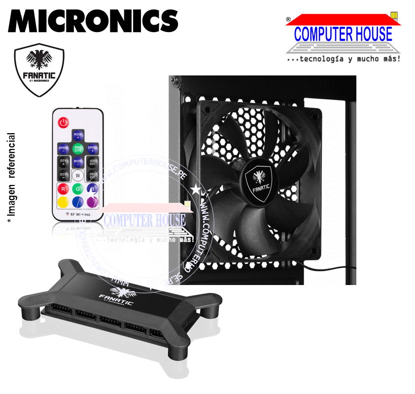 Case MICRONICS FNTC8006 Geometric Fanatic, Black, WITHOUT SOURCE, transparent side, RGB.