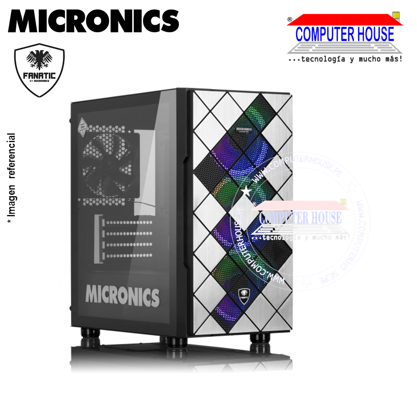 Case MICRONICS FNTC8006 Geometric Fanatic, Black, WITHOUT SOURCE, transparent side, RGB.