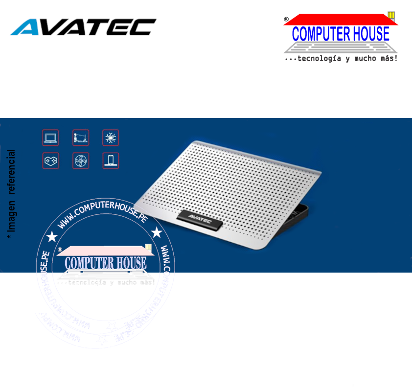 Cooler para Laptop AVATEC CCL-2073S, 1 cooler - 7 niveles de inclinación hasta 15.6".