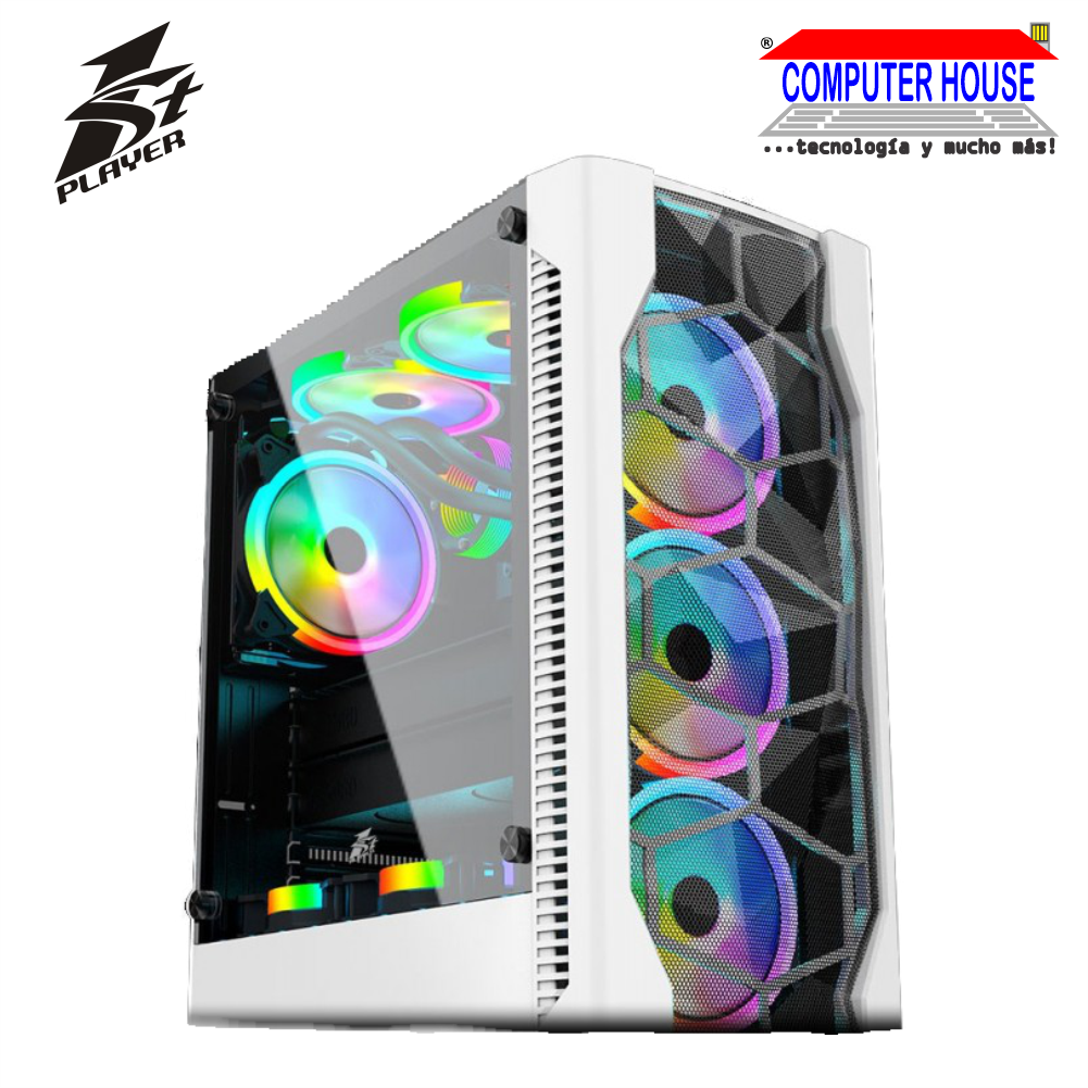 Case 1St Player DK-D4, RGB, transparent side, tempered glass, WITHOUT POWER SUPPLY, color: white