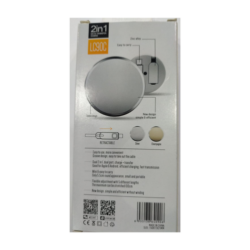 Retractable Cable TYPE-C AND MICRO LDNIO 2 in 1 100CM