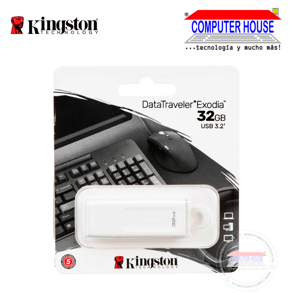 Memoria USB KINGSTON 32GB, DTX Exodia, 3.2 Gen 1, Blanco(KC-U2G32-5R)