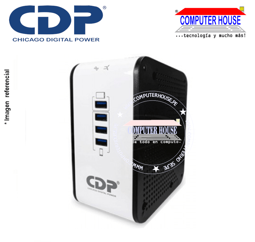 CDP R2CU-AVR1008I, Estabilizador 1000V/500W 8 salidas + 4 puertos USB.